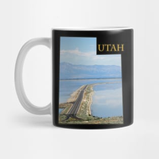 Utah State Outline - Antelope Island Causeway in the Great Salt Lake Mug